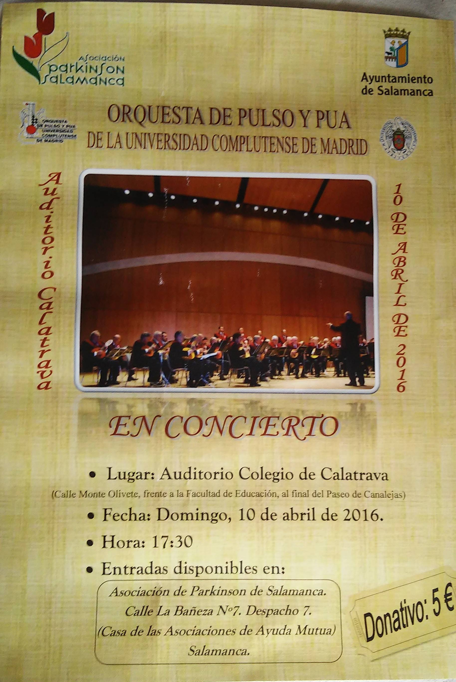 Concierto benéfico a favor de la Asociación Parkinson Salamanca