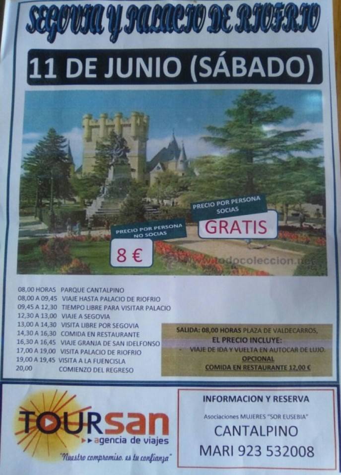 Cartel excursión a Segovia